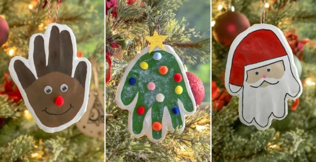 Handprint ornaments are an easy DIY craft for kids to make.