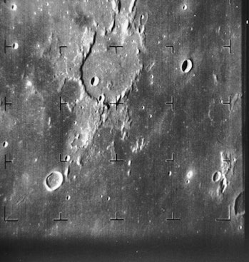 An image of the Moon’s Guericke Crater, taken by Ranger 7.