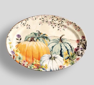Botanical Harvest Pumpkin Stoneware Oval Serving Platter