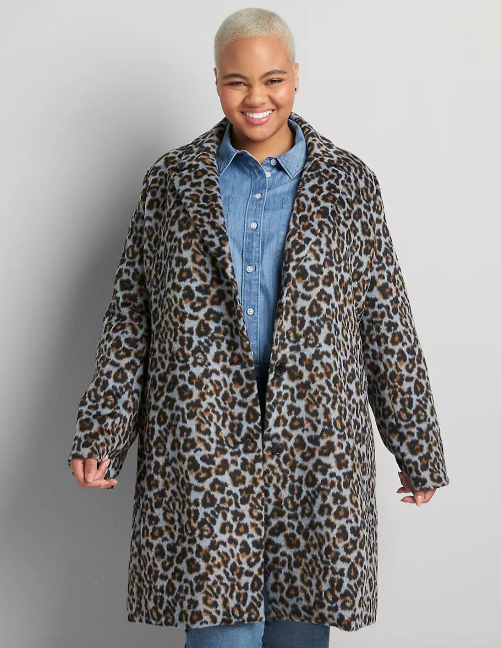 Faux-Wool Leopard Print Coat