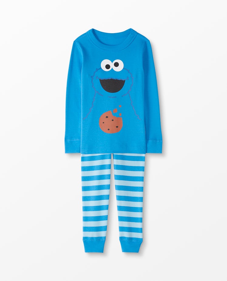 Flat lay of PJs featuring Cookie Monster 