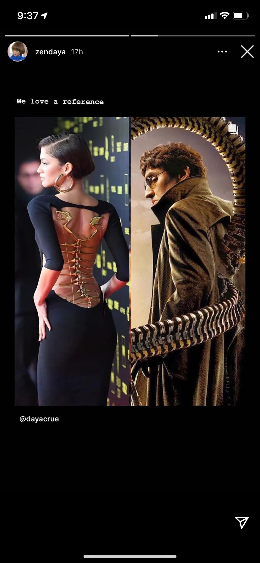 zendaya metal spine dress Zendaya's Vintage Gown Has a Hidden Reference to the Upcoming 'Spider-Man' Movie