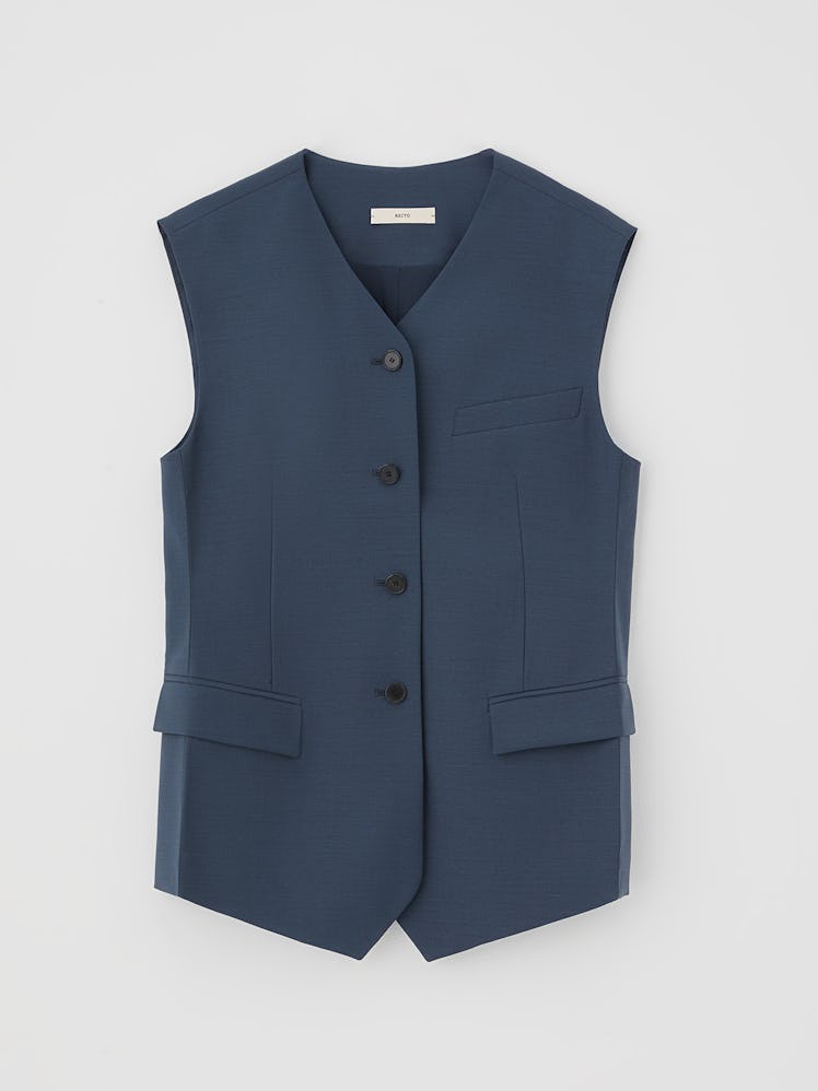 RECTO Buttoned Vest in Slate Blue.