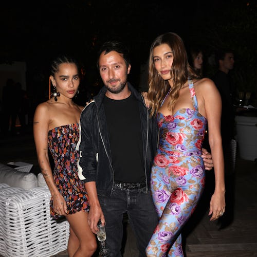 Zoë Kravitz, Anthony Vaccarello, and Hailey Bieber.