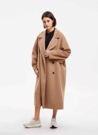 Lit Double-Breasted Straight Wool Coat