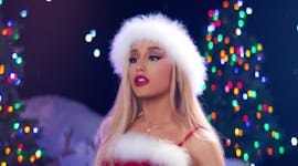 Ariana Grande in 'Mean Girls' skit in her "thank u, next" music video, which shows her in a Santa ha...