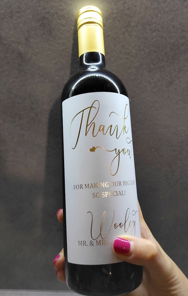 Etsy Personalized Gold Foil Thank You Wine Label