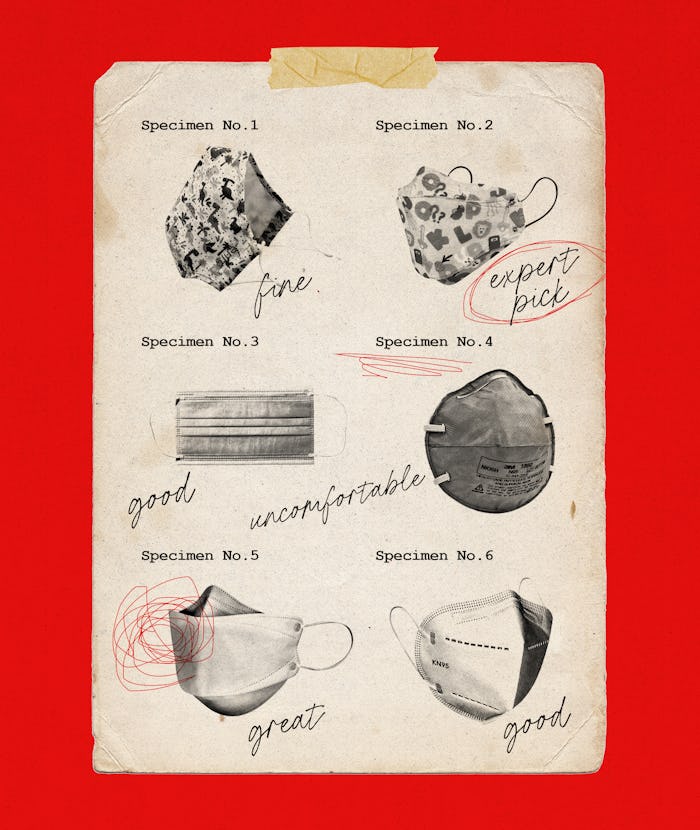 Sketches of different mask types to wear as protection from Omicron