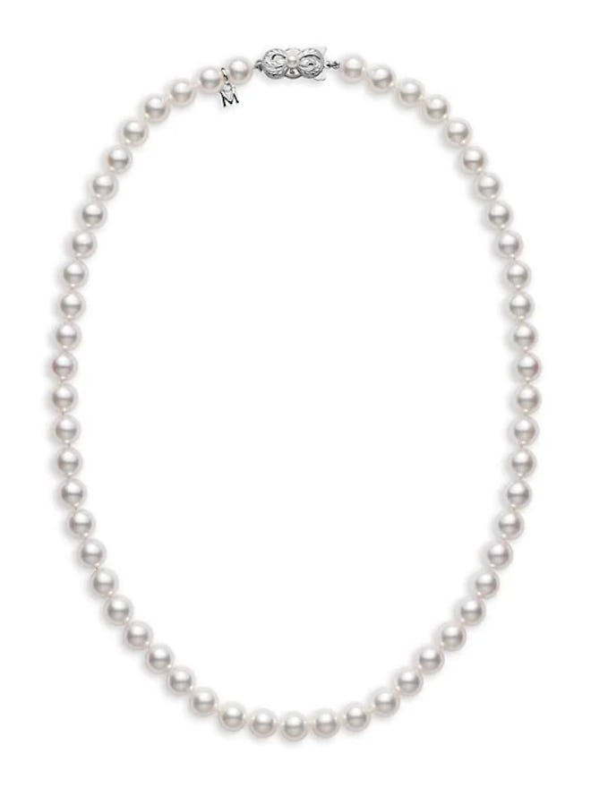 Mikimoto Essential Elements 18K White Gold & 6.5MM White Cultured Akoya Pearl Strand Necklace
