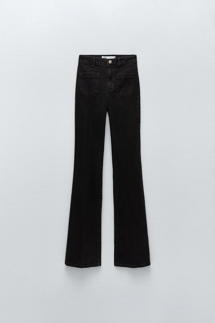 Black Z1975 Flared Jewel Button Jeans from Zara.
