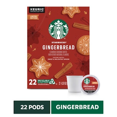 Starbucks Gingerbread Light Roast Keurig Coffee Pods 22 Count Box