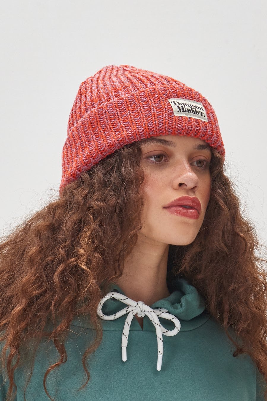 Red Beanie In Mixed Yarn