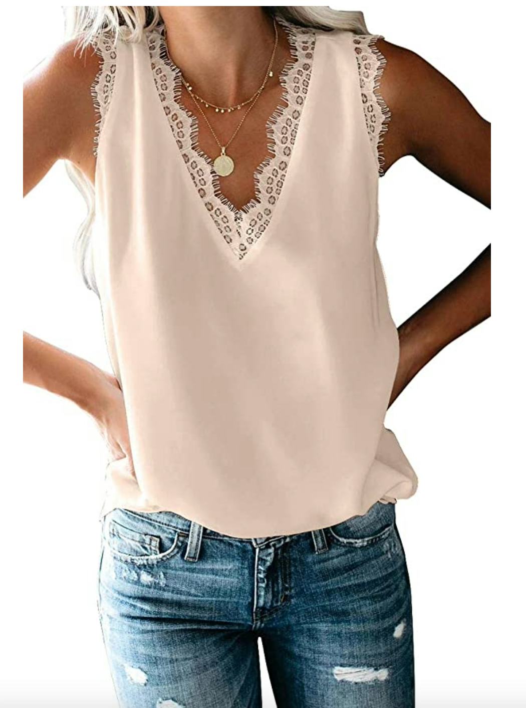 lime flare Lace Trim Sleeveless Tank Top