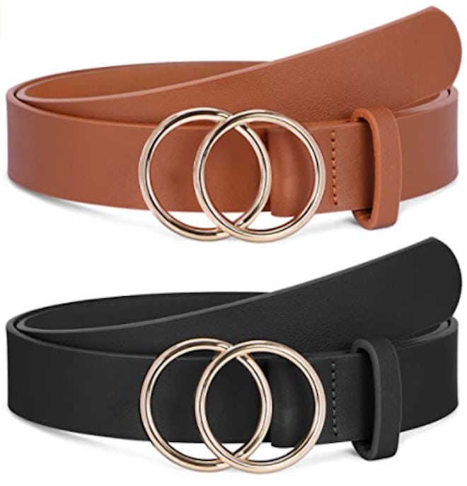 SANSTHS Faux Leather Belts (2 Pack)