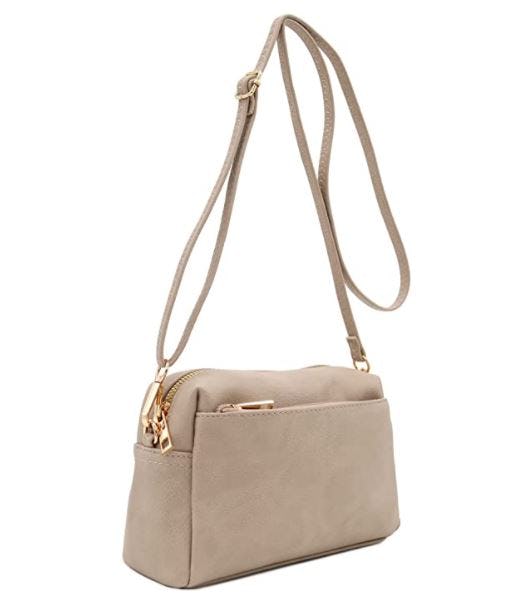 FashionPuzzle Triple Zip Small Crossbody Bag