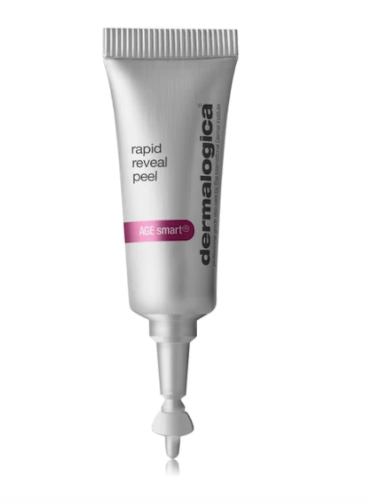 dermalogica rapid reveal peel, which is a good alternative to laser treatment or chemical peel