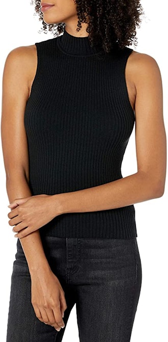 The Drop Karolina Sleeveless Mock Neck Rib Sweater