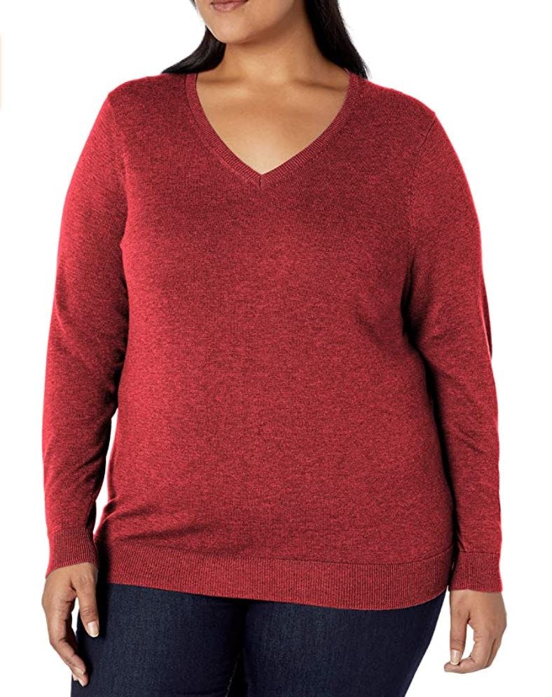 Amazon Essentials Plus Size Lightweight V-Neck Sweater