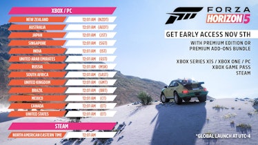 Forza Horizon 5 release times