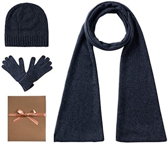 EURKEA Cashmere Scarf, Gloves, Beanie Hat Gift Box Set