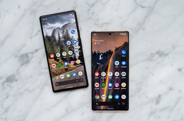 Google's Pixel 6 and Pixel 6 Pro next to each other
