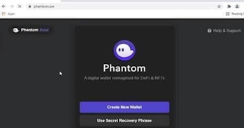 The fake Phantom wallet website.