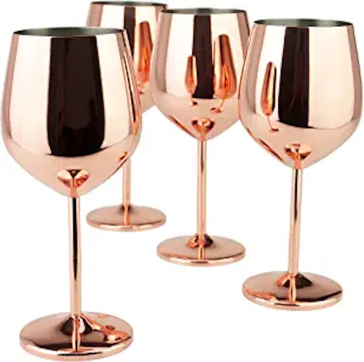 PG Copper / Rose Gold Stem Stainless Steel Wine Glass (Set of 4)