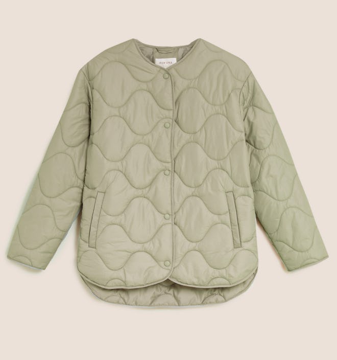 Padded Collarless Puffer Jacket