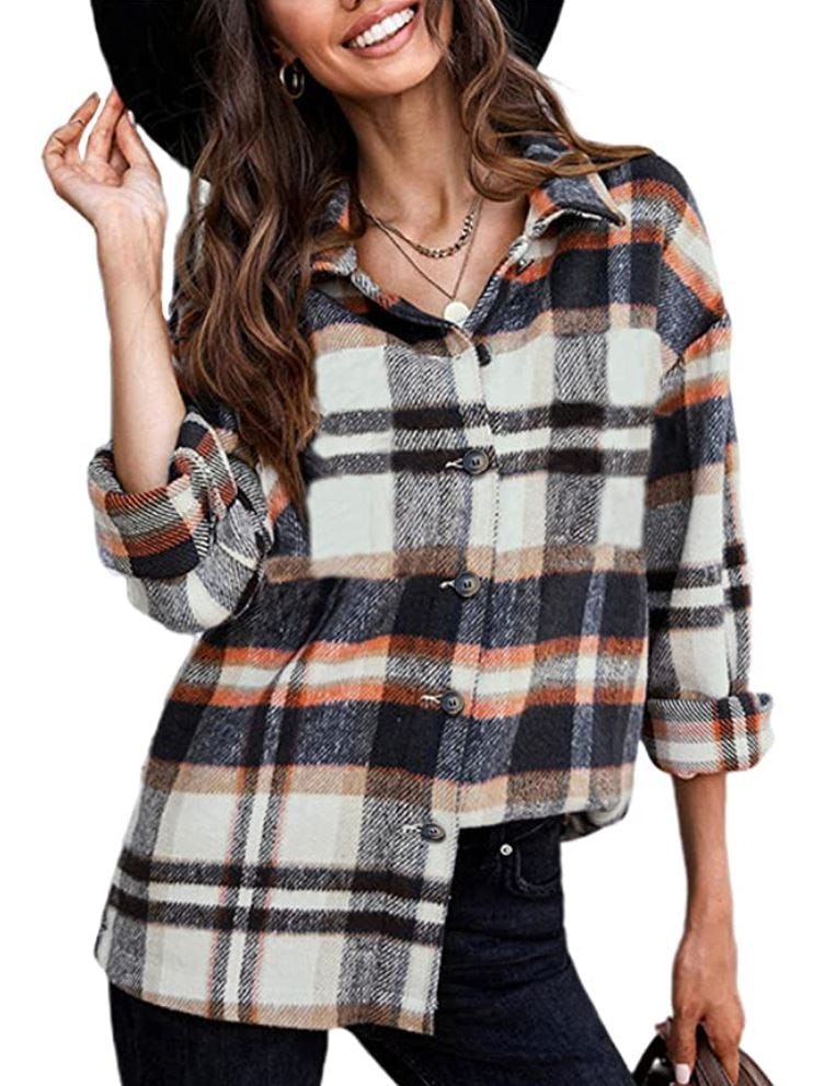 Yeokou Color Block Flannel Shacket