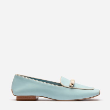 Suzanne Leather Loafer in Light Blue Oyster from Frances Valentine.