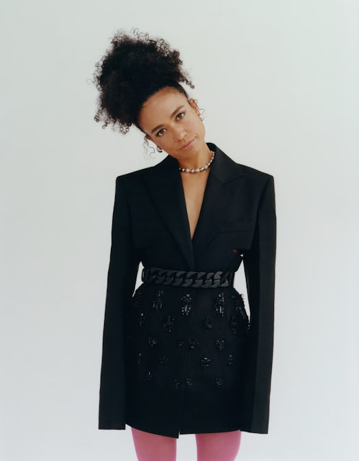 Lauren Ridloff in Givenchy black dress
