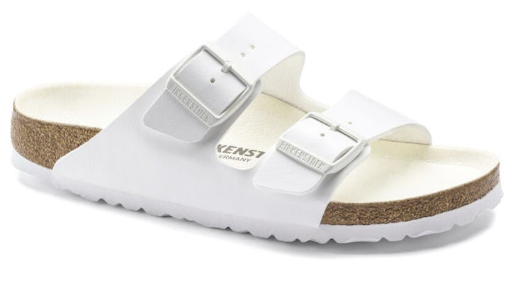 Birkenstock's white Arizona Birko-Flor. 