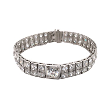 iconic jewelry trends Art Deco platinum diamond bracelet 