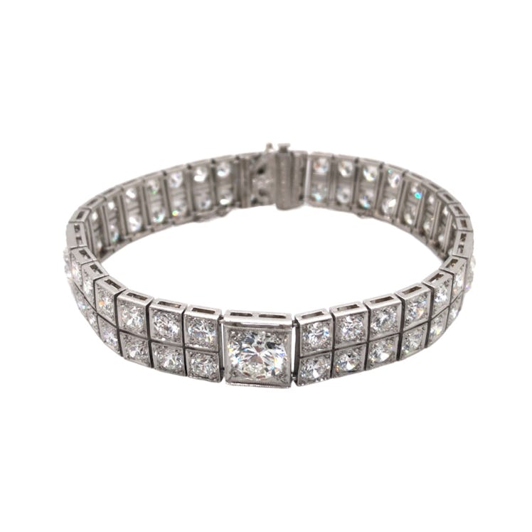 iconic jewelry trends Art Deco platinum diamond bracelet 