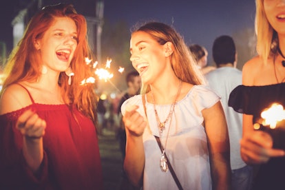 Friends with sparklers in need of fireworks quotes use a quote about firecrackers for Instagram capt...