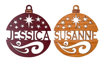 Personalized 2021 Custom Christmas Ornament - Solid Wood Starry Nights Design