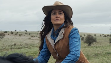 Salma Hayek as Ajak riding a horse in Eternals