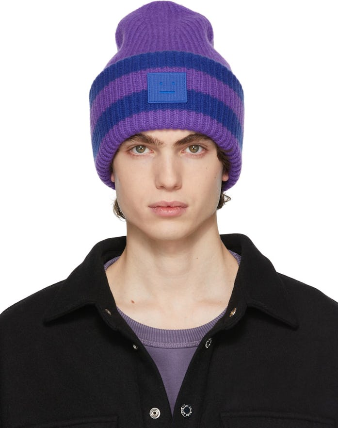 Acne Studios Striped Logo Beanie