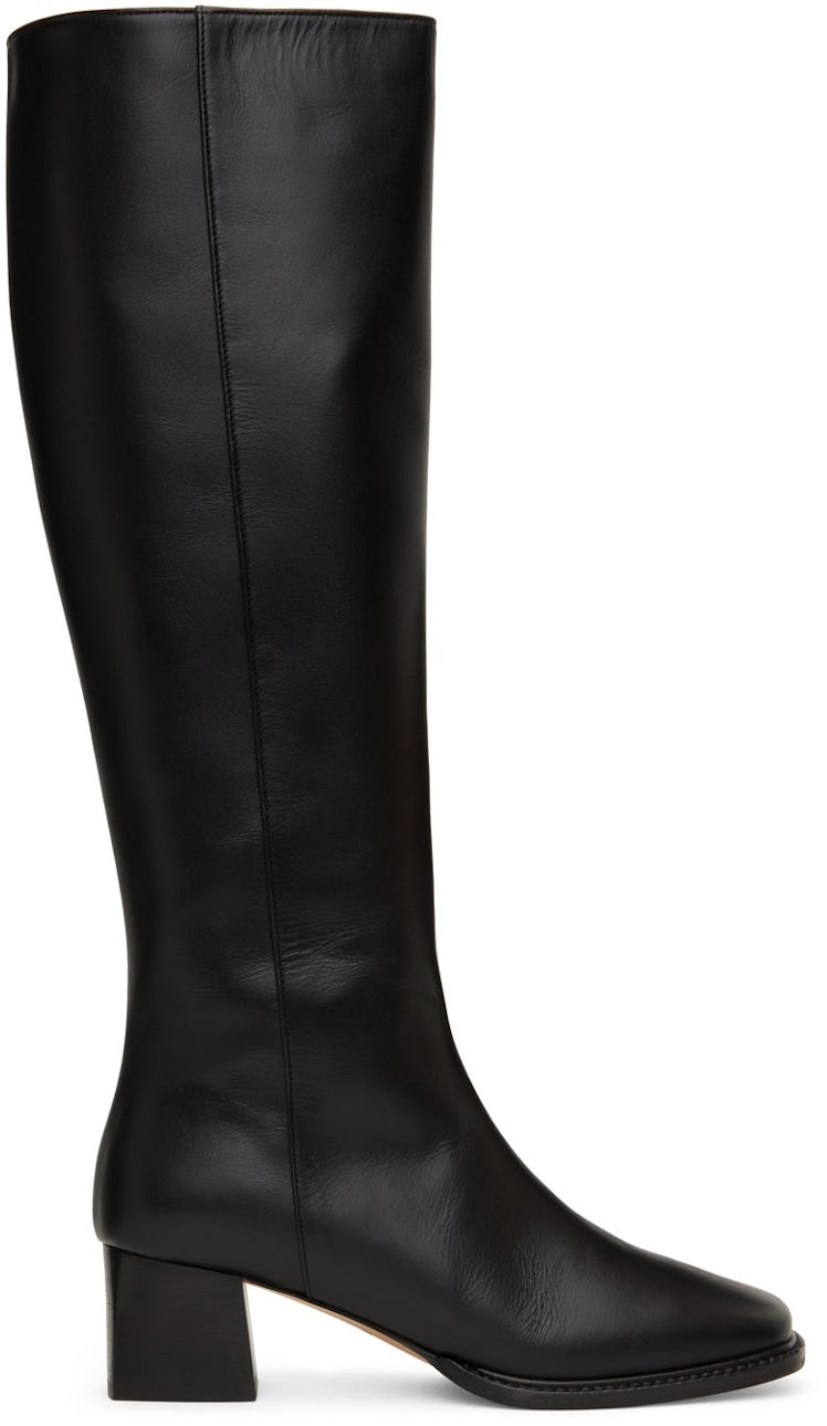 Black Leather Long Boots from LE17SEPTEMBRE, available to shop on SSENSE.