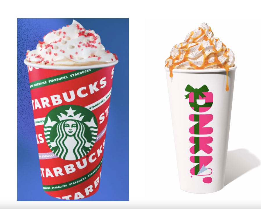 Starbucks Vs. Dunkin’ Toasted White Chocolate Mocha & Latte