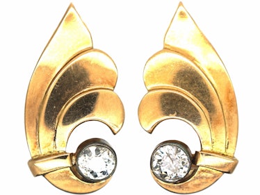 iconic jewelry trends Art Deco gold diamond clip on earrings 