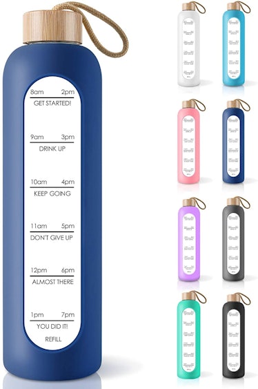PROBTTL Glass Water Bottle with Time Marker