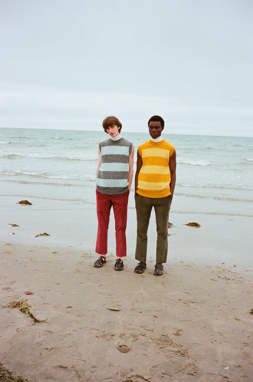 Two looks from Erdem's new menswear line.