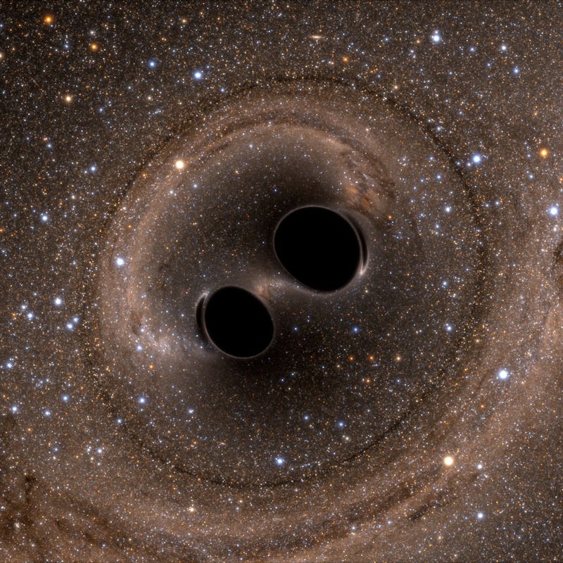 artist's rendering of merging black holes
