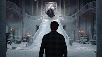 Peter Parker walking into Doctor Strange's Sanctum Sanctorum