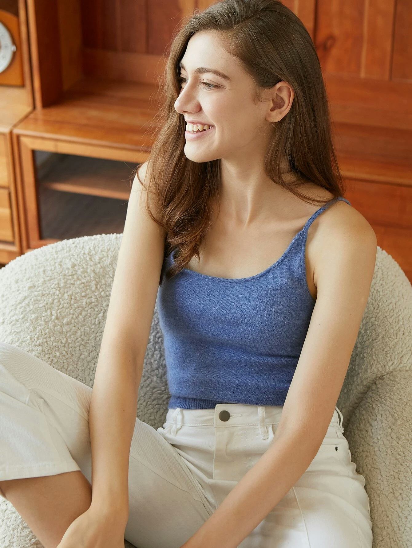 100% Cashmere Slim Knit Top