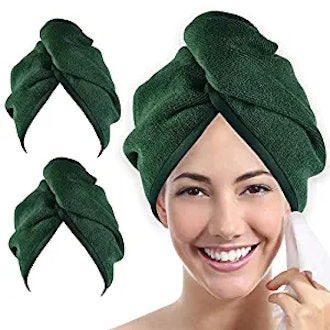 YoulerTex Microfiber Hair Towel Wraps (2-Pack)