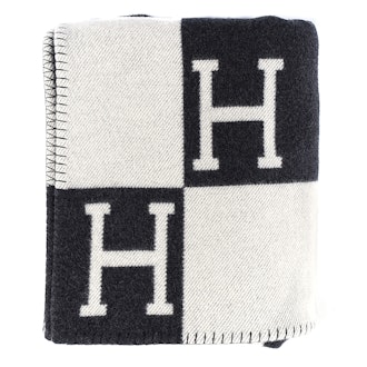 Hermès Wool Cashmere Avalon Blanket Ecru Gris Fonce