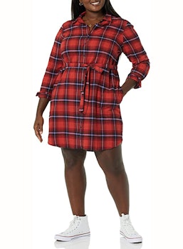 Goodthreads Flannel Relaxed Fit Belted Shirt Dress