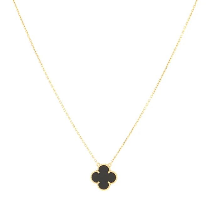 Van Cleef & Arpels Vintage Alhambra Pendant Necklace 18K Yellow Gold and Onyx